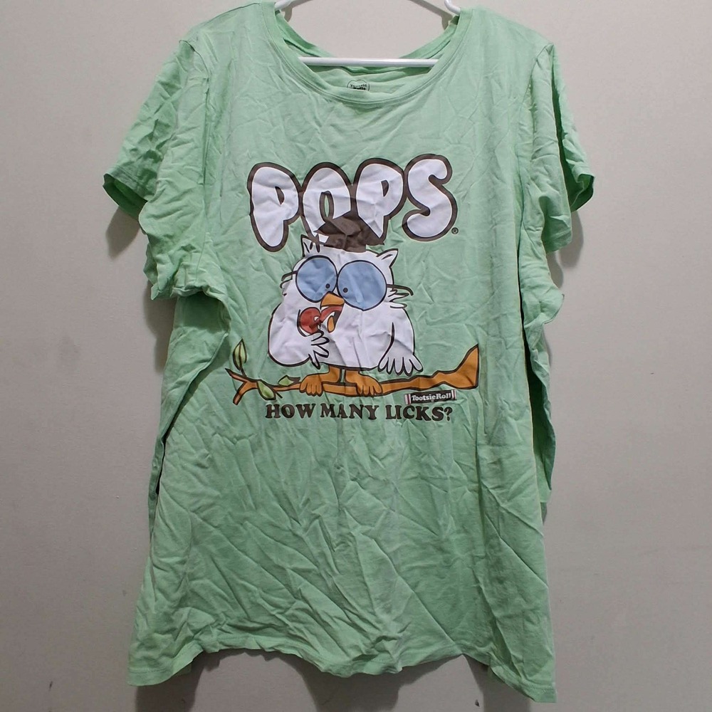 Tootsie Roll‎ Pops Owl Graphic T Shirt Women's Size 4 Green Cotton